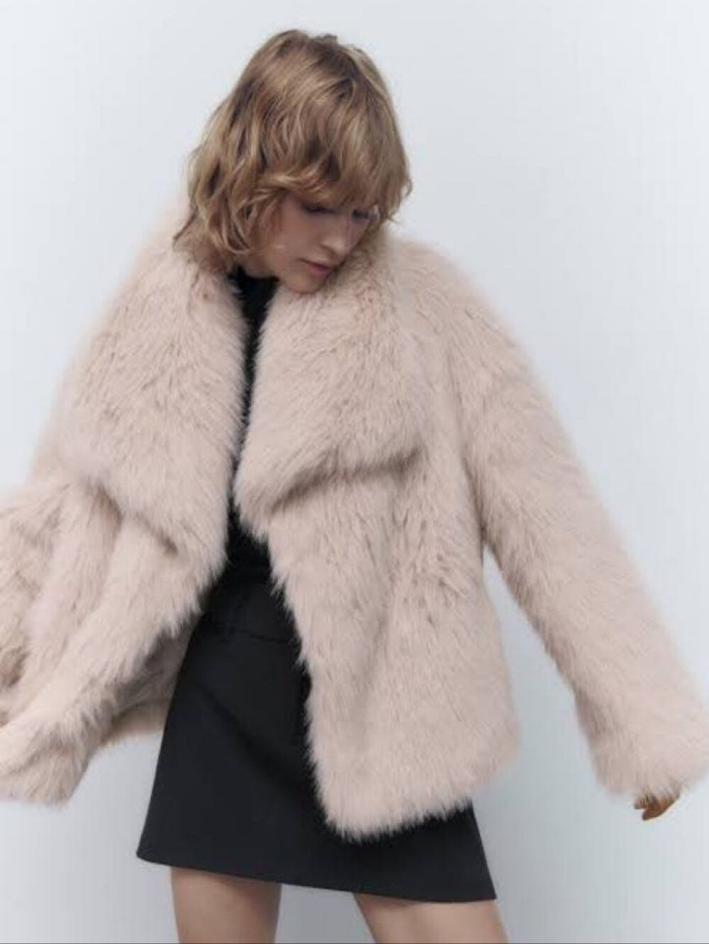 Zara Faux Fur Coat in Cream Size L - Picture 9 of 13
